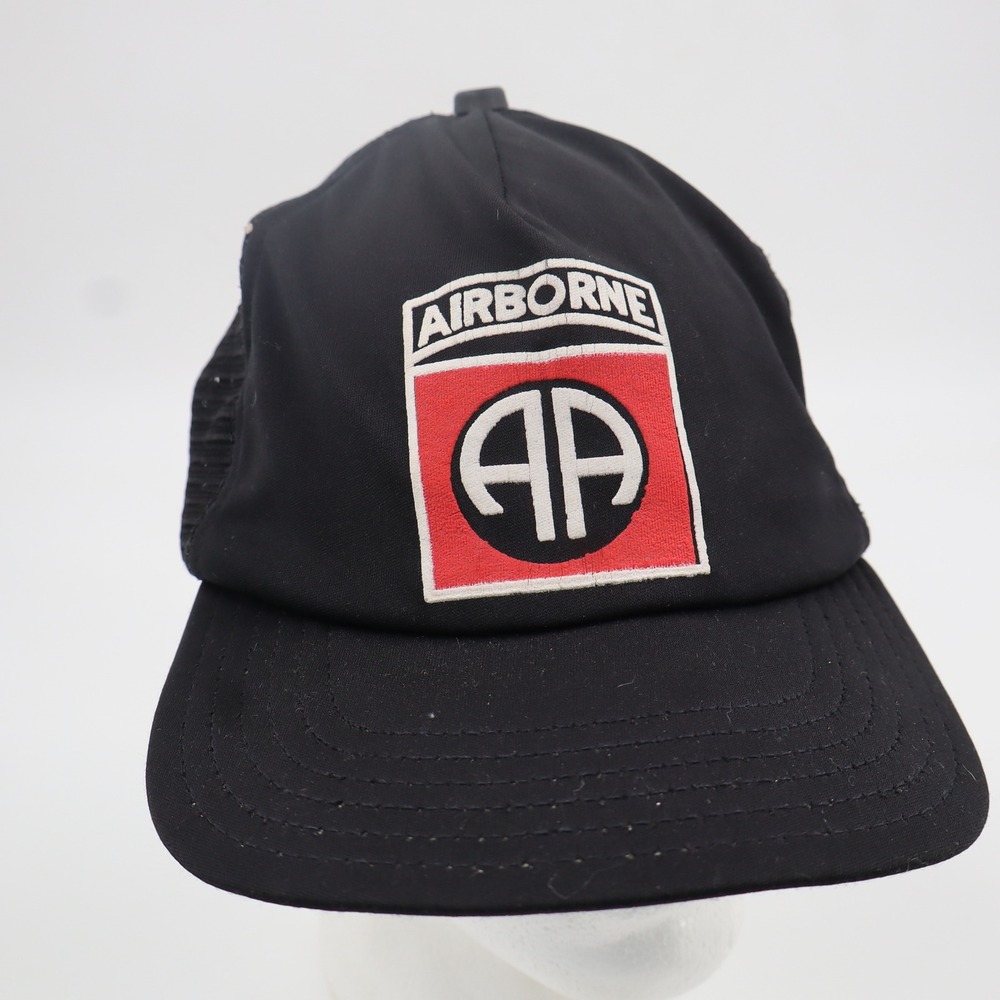 Vintage 82nd Airborne Division All American Trucker Hat Black Snapback Cap